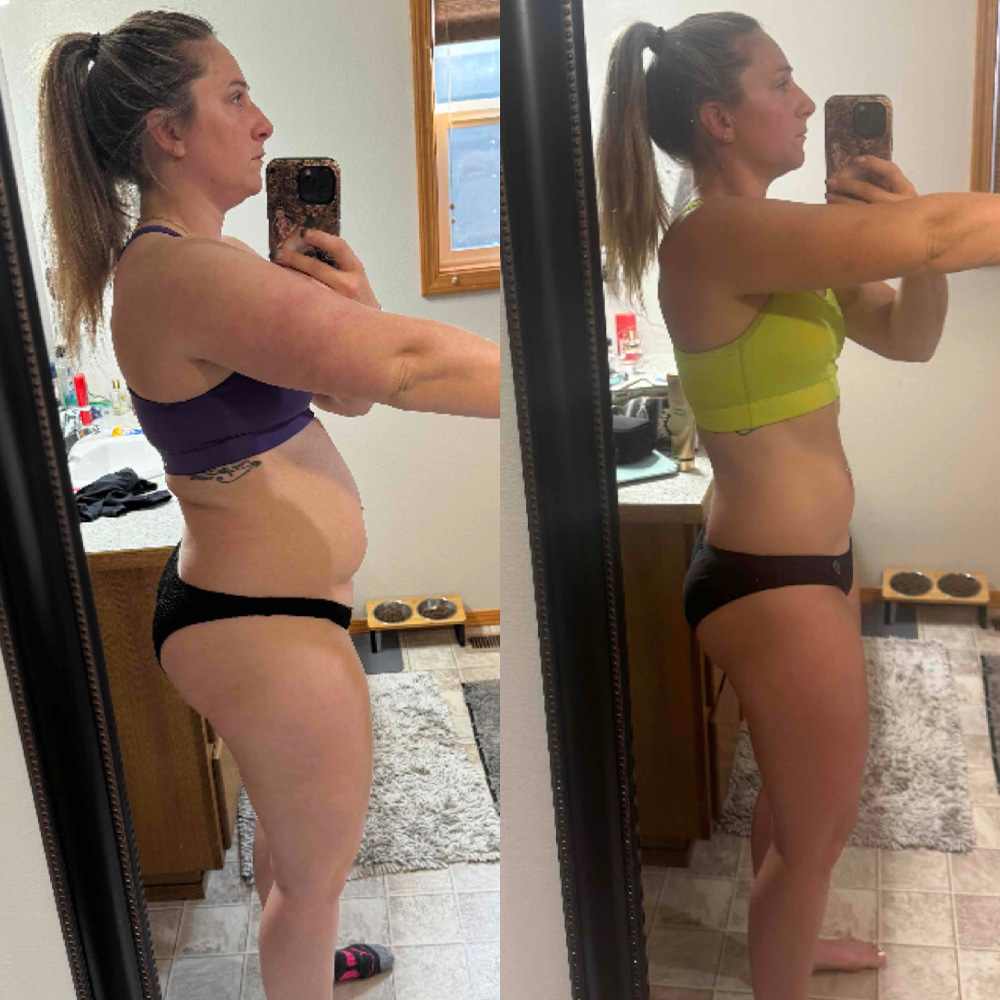 Britt Mudd's client transformation of losing lower belly fat